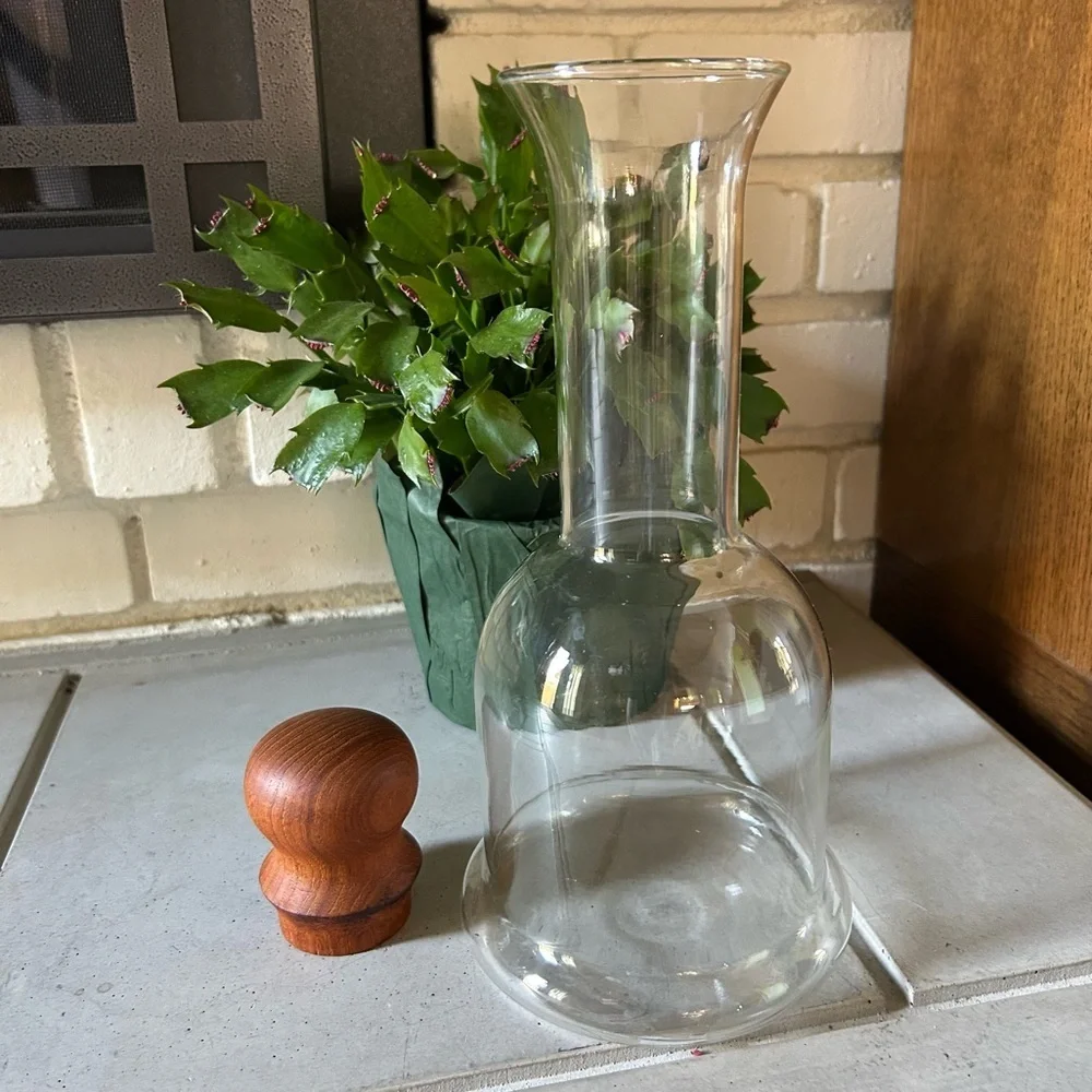 Vintage 60s MCM DANSK Glass Teak Carafe Decanter